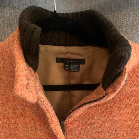 Zara Wool Autumnal Blazer Jacket with brown collar - Size M - Picture 3 of 8